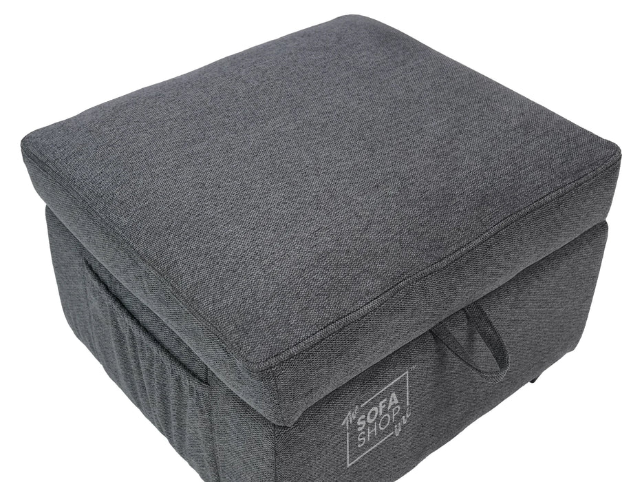 Storage Footstool In Grey Tweed - Ravenna