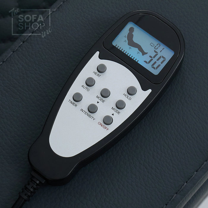 1 Seater Real Leather Electric Recliner Cinema Chair in Blue | Massage & Heat, Tray Table, Power Grommet & Cooling Cup Holder | Napoli | The Sofa Shop