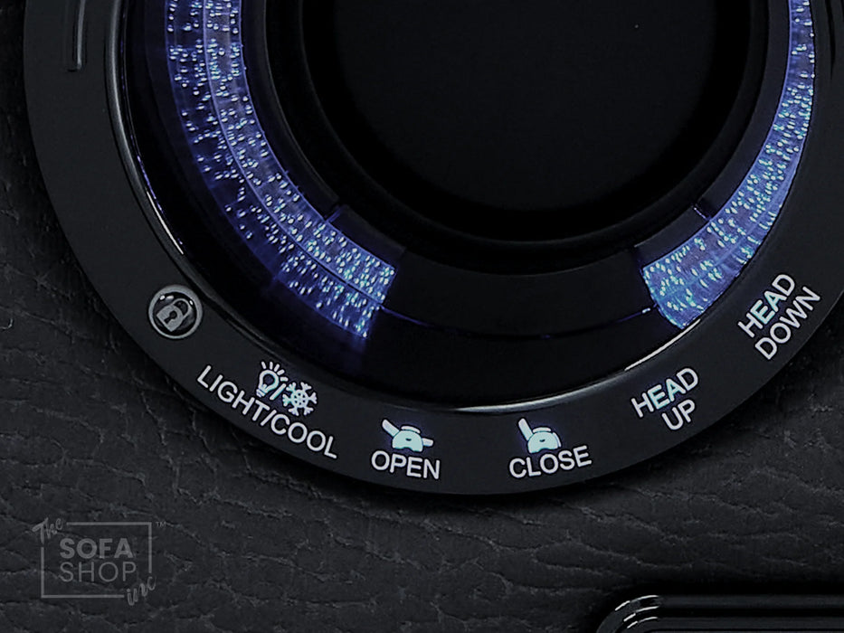 2 Seat Electric Recliner Home Cinema Sofa | Fabric Couch In Charcoal Grey | Hi-Tech Sofa with Massage + Chilled Cupholders + Console + USB | Florence