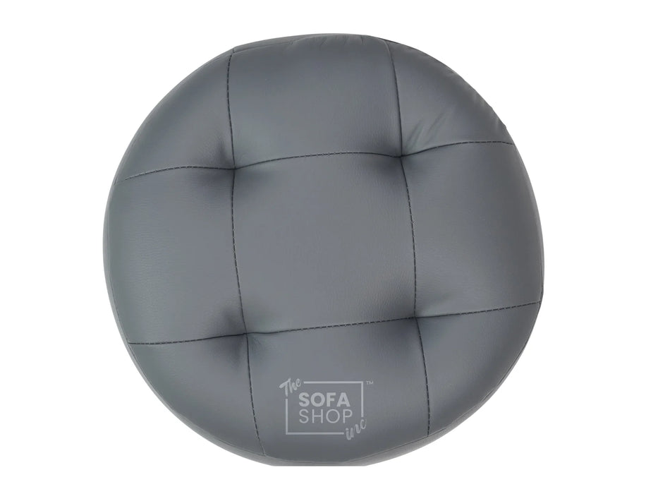 Grey Leather Small Footstool - Vaneto