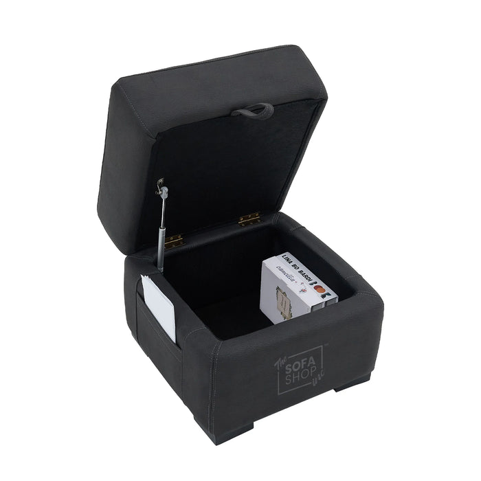 Storage Footstool In Charcoal Grey Fabric - Florence