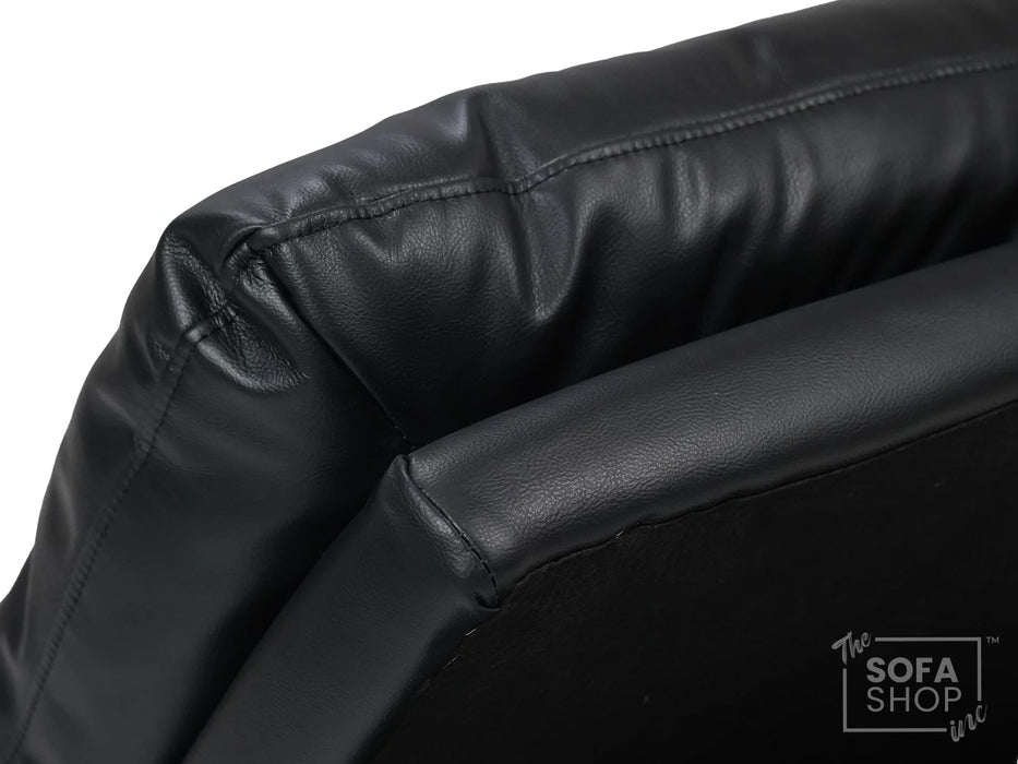 Black Leather Cushion Top Footstool - Bari