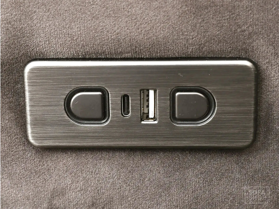 Extendable Electric Sofa - Bed in Mocha Velvet Fabric | 3 Independant Power Motion Seats Perfect for Cinema Room & Home Theatre | 3 Seater with Cupholder + USBc & Wireless Charging | Almeria