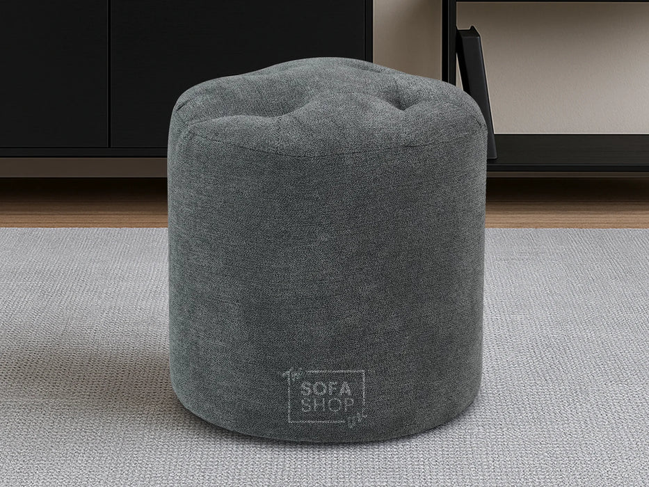 Fabric Small Footstool in Dark Grey - Vaneto