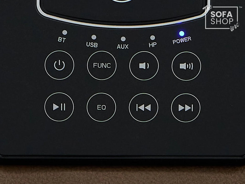 2 Seater Electric Recliner Cinema Sofa in Brown Fabric | Hi-Tech Sofa with 8-Point Massage, USB, Speakers, Power Headrest, Storage & Chilled Cup Holders | Tuscany | The Sofa Shop