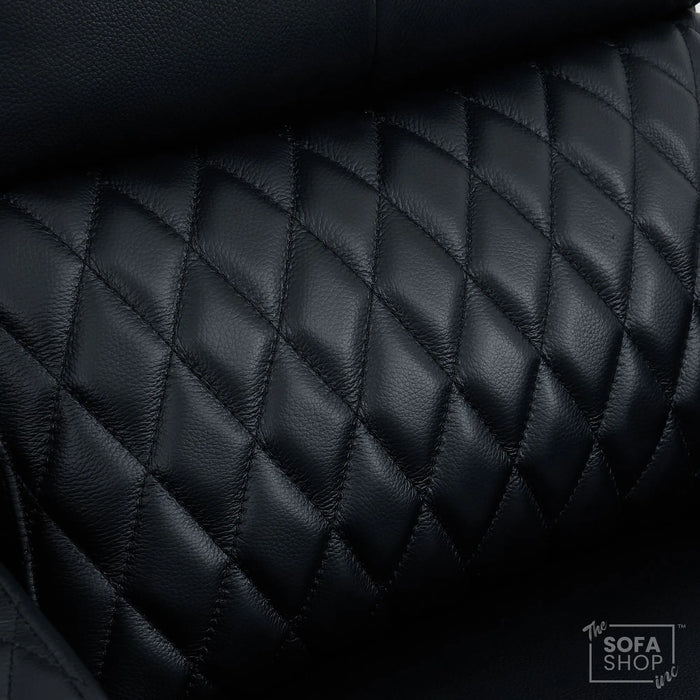 1 Seater Black Real Leather Electric Recliner Cinema Armchair | Hi-Tech Armchair With Vibration Massage & Heated Lumbar, Cooler Cup Holder, Power Grommet, Power Headrest | Assisi | The Sofa Shop