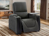 Electric Recliner Chair & Cinema Seat in Grey Real Leather with USB, LED Lights and Chilled Cupholders - Assisi