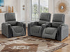 2+1  Seater Electric Recliner Sofa Set & Cinema Seats in Grey Real Leather With Power Lumbar Support & Power Headrests- Assisi