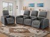 3+1 Seater Electric Recliner Sofa Set & Cinema Seats in Grey Real Leather With Chilled Cuphoders & Power Headrests - Assisi