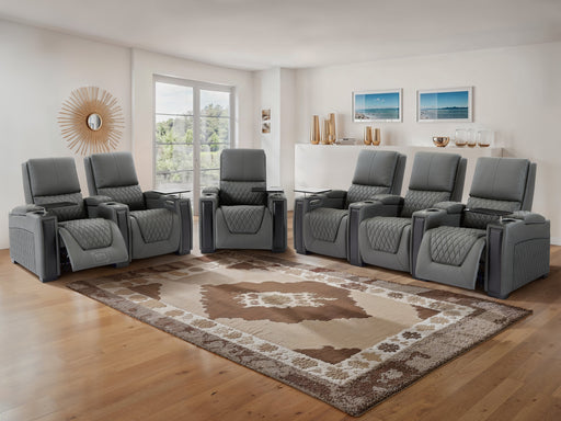 3 2 1 Seater Electric Recliner Sofa Set & Cinema Seats in Grey Real Leather With Power Lumbar Support, Chilled Cupholders & Power Headrests - Assisi