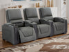 3 Seater Electric Recliner Sofa & Cinema Seats Smart Cinema Sofa With Power Lumbar Support & Console in Grey Real Leather - Assisi