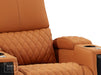 3 2 1 Seater Electric Recliner Sofa Set & Cinema Seats in Orange Real Leather With Power Lumbar Support, Chilled Cupholders & Power Headrests - Assisi