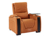 Electric Recliner Chair & Cinema Seat in Orange Real Leather with USB, LED Lights and Chilled Cupholders - Assisi