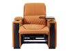 Electric Recliner Chair & Cinema Seat in Orange Real Leather with USB, LED Lights and Chilled Cupholders - Assisi