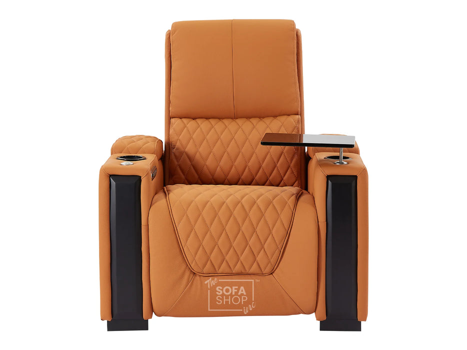 3+1 Seater Electric Recliner Sofa Set & Cinema Seats in Orange Real Leather With Tray Tables & Chilled Cupholders - Assisi