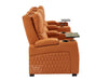 3 2 Electric Recliner Sofa Set in Orange Real Leather 2 Piece Cinema Sofa with USB Ports, Chilled Cupholders & Storage Boxes - Assisi