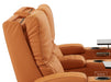 2 Seater Electric Recliner Sofa & Cinema Seats in Orange Real Leather With Power Lumbar Support, Chilled Cupholders,  Console, Storage Boxes - Assisi