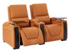 2 Seater Electric Recliner Sofa & Cinema Seats in Orange Real Leather With Power Lumbar Support, Chilled Cupholders,  Console, Storage Boxes - Assisi