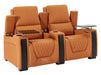 2 Seater Electric Recliner Sofa & Cinema Seats in Orange Real Leather With Power Lumbar Support, Chilled Cupholders,  Console, Storage Boxes - Assisi