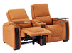 2 Seater Electric Recliner Sofa & Cinema Seats in Orange Real Leather With Power Lumbar Support, Chilled Cupholders,  Console, Storage Boxes - Assisi