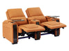 2 Seater Electric Recliner Sofa & Cinema Seats in Orange Real Leather With Power Lumbar Support, Chilled Cupholders,  Console, Storage Boxes - Assisi