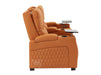 2 Seater Electric Recliner Sofa & Cinema Seats in Orange Real Leather With Power Lumbar Support, Chilled Cupholders,  Console, Storage Boxes - Assisi