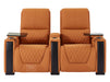 2 Seater Electric Recliner Sofa & Cinema Seats in Orange Real Leather With Power Lumbar Support, Chilled Cupholders,  Console, Storage Boxes - Assisi