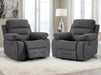 1+1 Set of Sofa Chairs. 2 Recliner Chairs in Grey Fabric - Foster