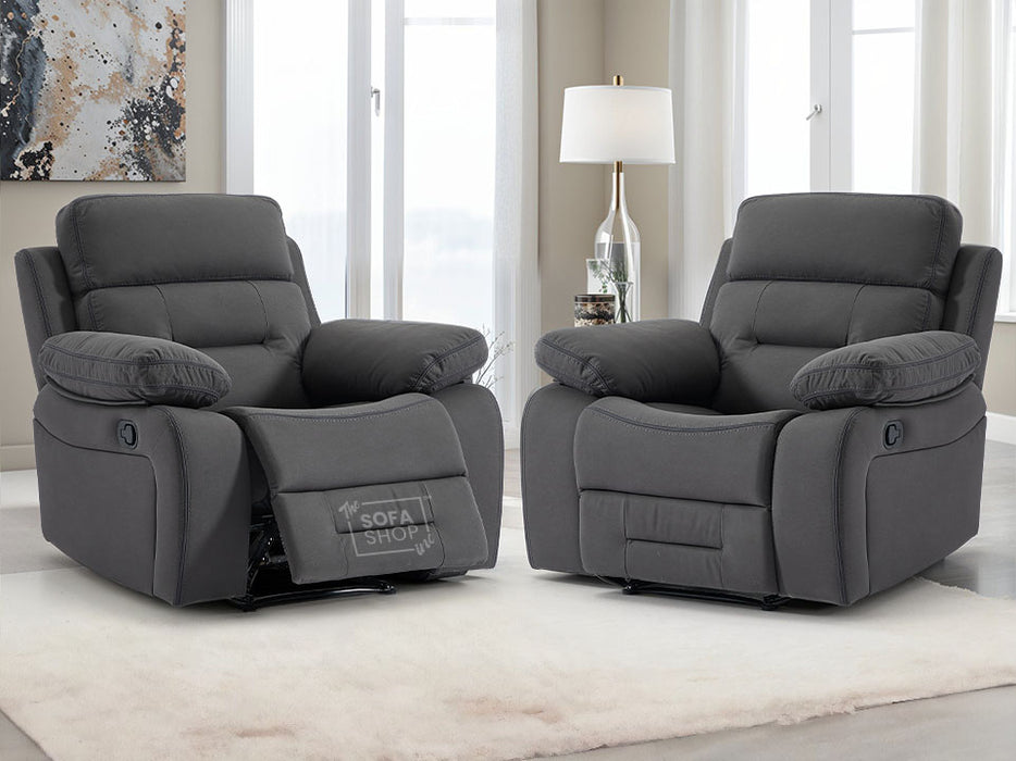 1+1 Set of Sofa Chairs. 2 Recliner Chairs in Grey Fabric - Foster