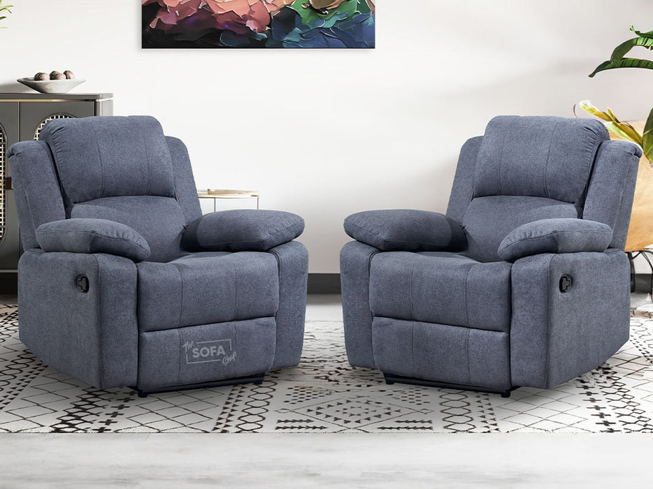 1+1 Set of Sofa Chairs. 2 Recliner Chairs in Dark Grey Fabric - Trento