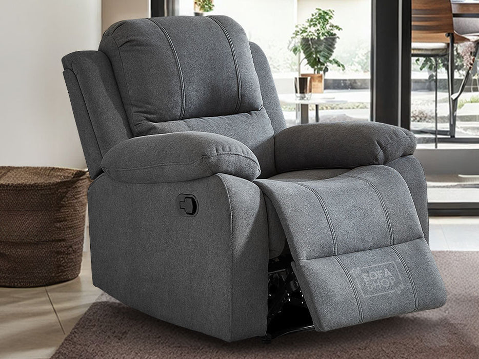 Fabric Recliner Chair in Dark Grey - Trento