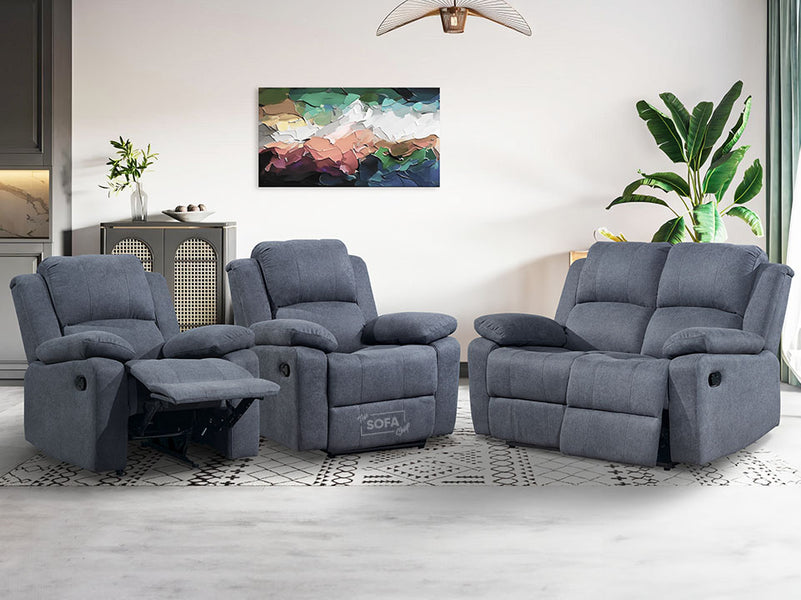 2 1 1 Recliner Sofa Set in Dark Grey Luxury Redefined
