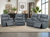 2 1 1 Electric Recliner Sofa Set inc. Chairs in Grey Leather with Console & Wireless Charger - 3 Piece Highgate Power Sofa Set