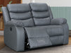 2 Seater Leather Recliner Sofa in Grey - Sortino