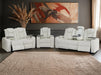 Electric Recliner Cinema Sofa Set 3 2 1 in White Real Leather with Cup Holders, Storage Boxes, and USB Ports - Capri