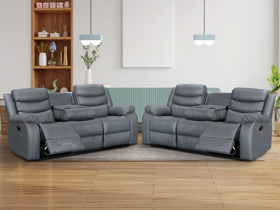 Reclining sofa with drop deals down cup holder