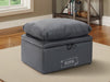 Grey Leather Cushion Top Footstool - Bari