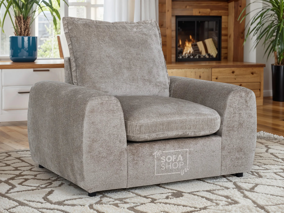 Beige Fabric Chair With Removable Cushions - Genova