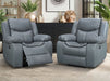 1+1 Set of Sofa Chairs. 2 Electric Recliner Chairs in Grey Leather - Highgate