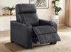 Electric Recliner Chair in Black Real Leather With White Stitching + Cup Holders + LED Light - Rimini