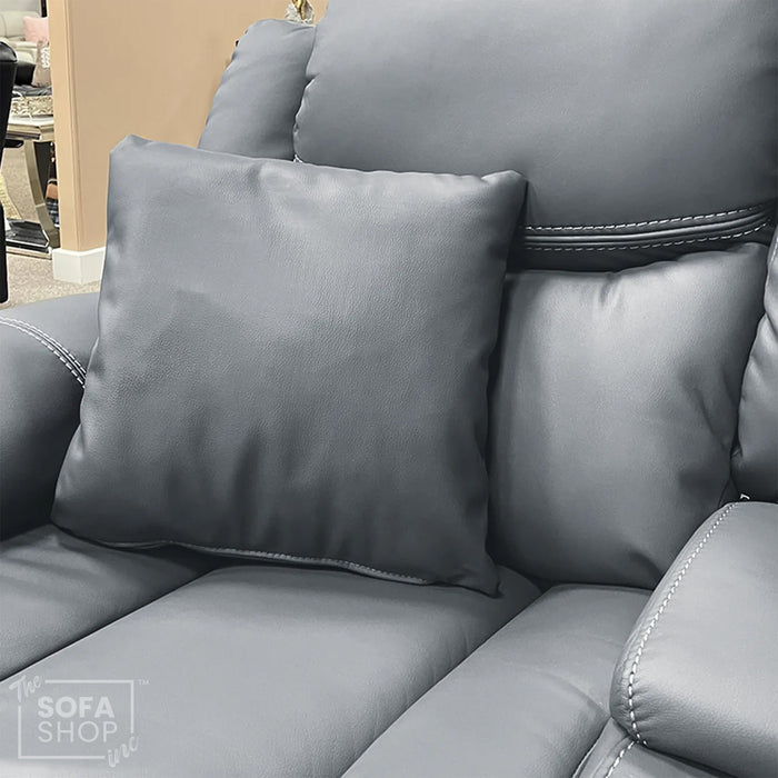 Decorative Cushion In Grey Leather | Premium 45cm x 45cm Faux Leather Pillow With Shape-Retaining Fill + Wipe-Clean Finish + Vegan Friendly | The Sofa Shop