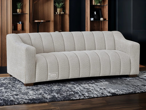 3 Seater Cream Fabric Sofa in Boucle - Astoria