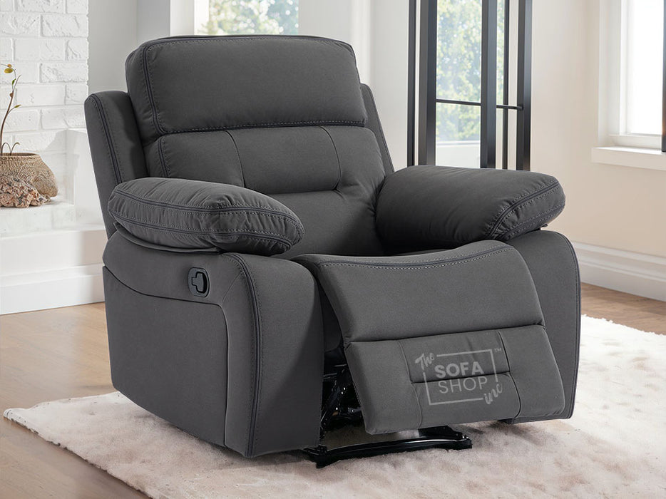 Fabric Recliner Chair in Dark Grey - Foster