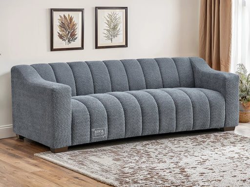 3 Seater Grey Fabric Sofa in Boucle - Astoria