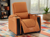 Electric Recliner Chair & Cinema Seat in Orange Real Leather with USB, LED Lights and Chilled Cupholders - Assisi