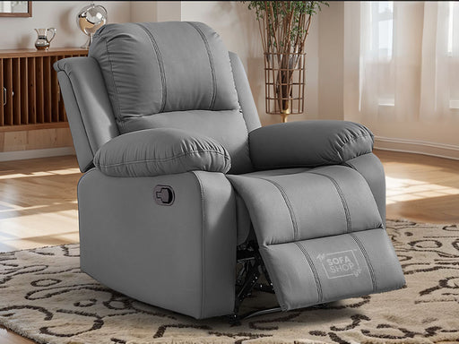 Grey Leather Recliner Chair - Trento