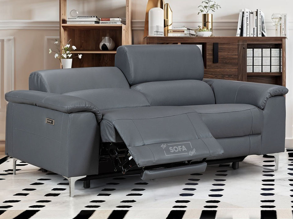 3 Seater Grey Leather Electric Recliner Sofa | 2000+ Reviews