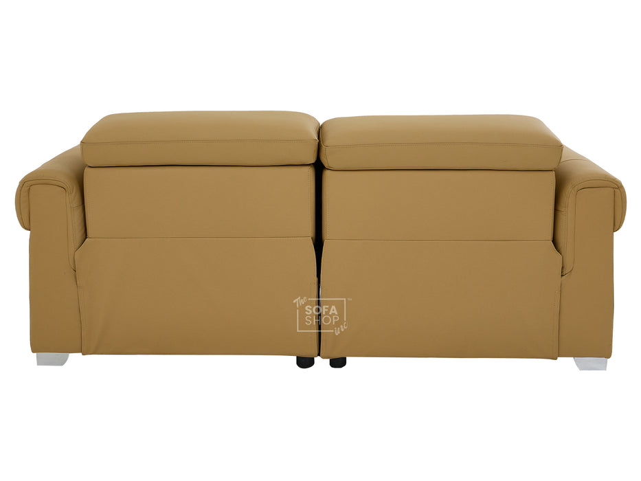 3 Seater Real Leather Recliner Sofa In Tan | Hi-Tech Sofa with Massage, USB Ports & Power Headrest | Turin