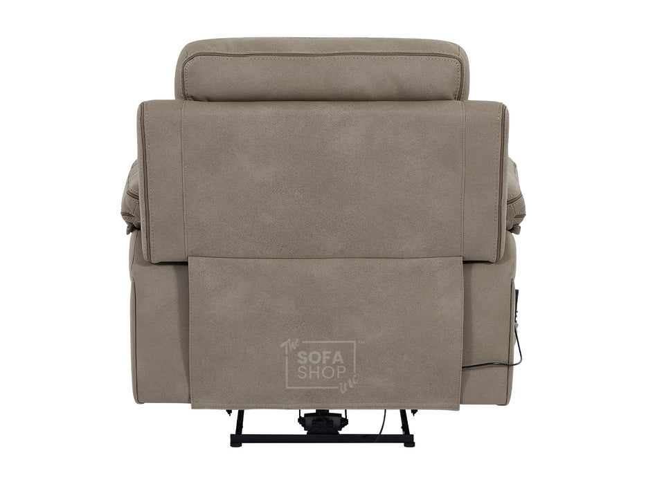 3+1 Seater Fabric Sofas with Drop-Down Table, Power Headrest, Power Recliner, Bluetooth, Socket Set, Storage Drawer, USB Port | Beige Fabric | Sicily | The Sofa Shop