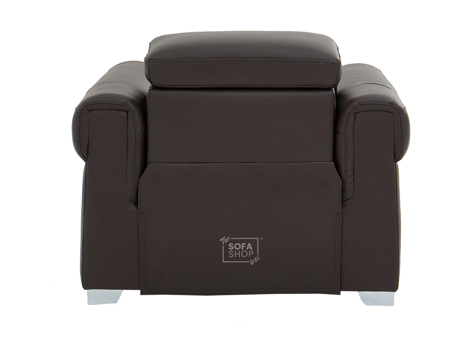 3+1 Real Leather Recliner Electric Sofa Set in Brown | Hi-Tech Sofa Set with Massage, USB Ports & Power Headrests | Turin